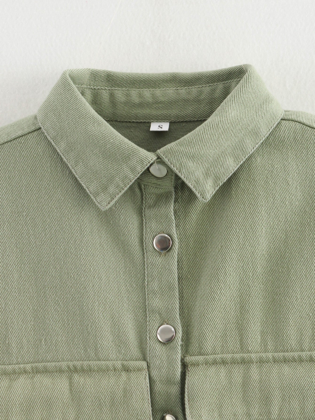 Women's Solid Color Oversized Pocket Sleeveless Polo Collar Denim Shirt Top