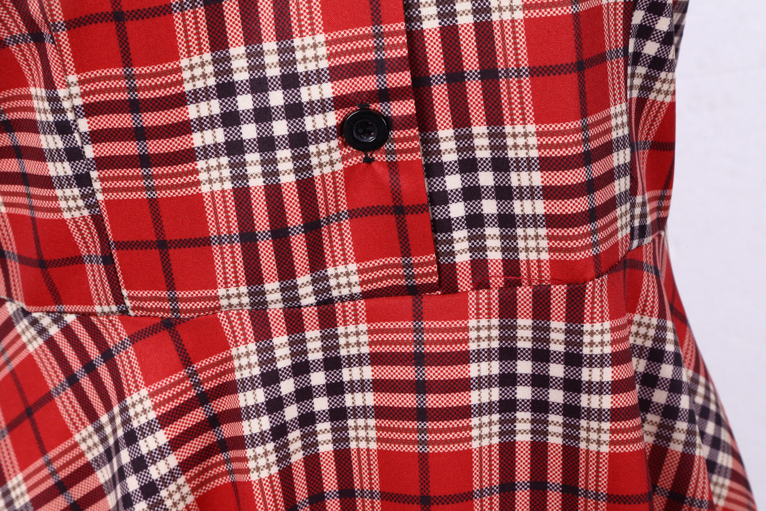 Retro Plaid Short Sleeve Dress with Belt