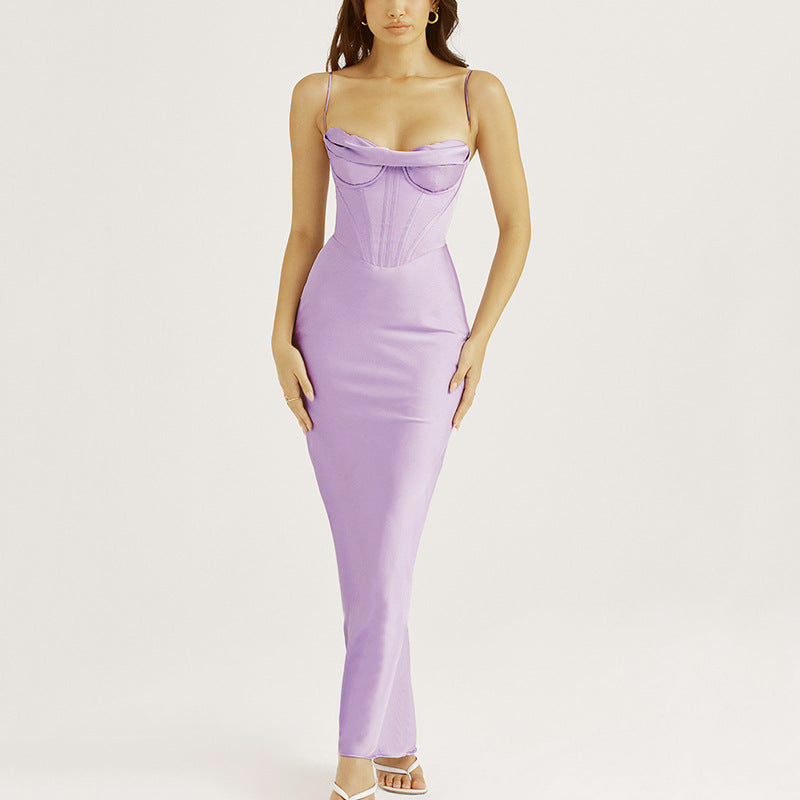 Sexy Satin Spaghetti Straps Long Dresses-Dresses-Light Purple-XS-Free Shipping at meselling99