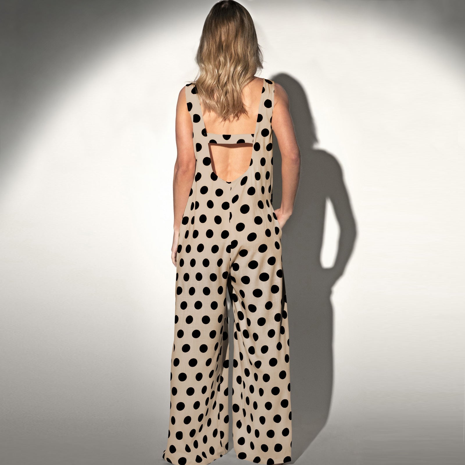 Casual Summer Dot Print Backless Women Jumpsuits