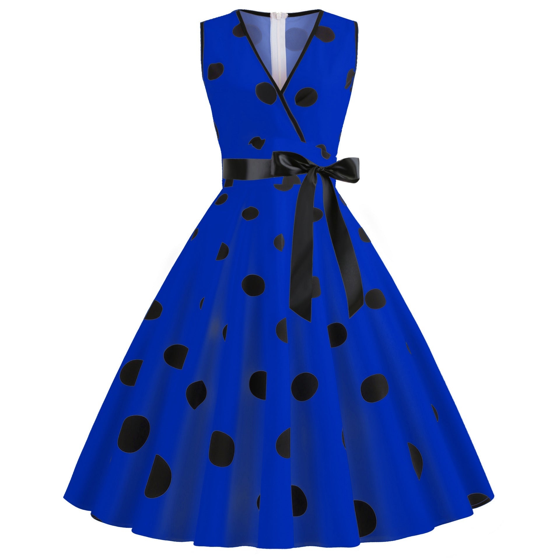 Summer Sleeveless Polka Dot Dresses-Dresses-Blue-S-Free Shipping at meselling99