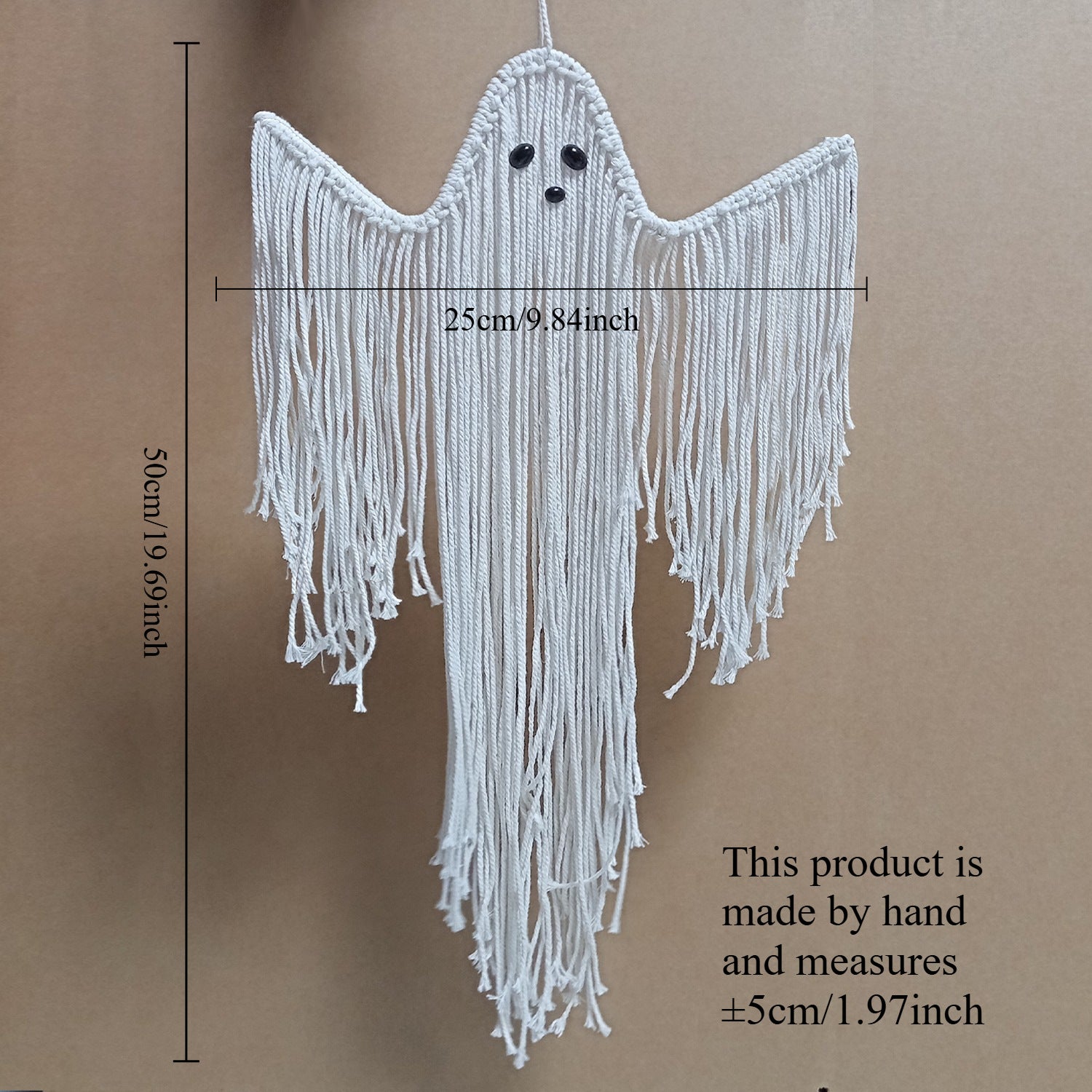 Hand-Knotted Macrame Ghost Halloween Deco