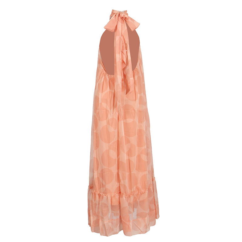 Women's Summer Bohemian Floral Print Halter Neck Maxi Dress