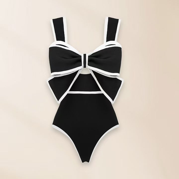 Butterfly Knot Round Skirt One-Piece Swimsuit