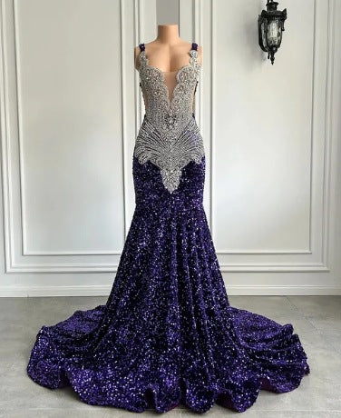 Luxury Sequin Embellished Mermaid Evening Dress