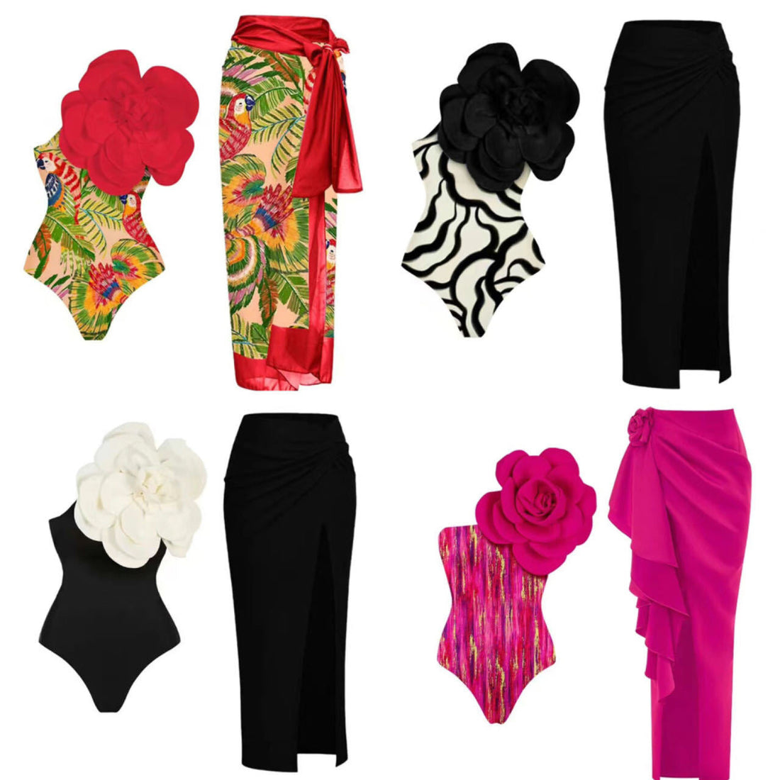 Women's 3D Floral Bikini Set – Sexy High-Cut Bathing Suit for Beach, Pool & Vacation