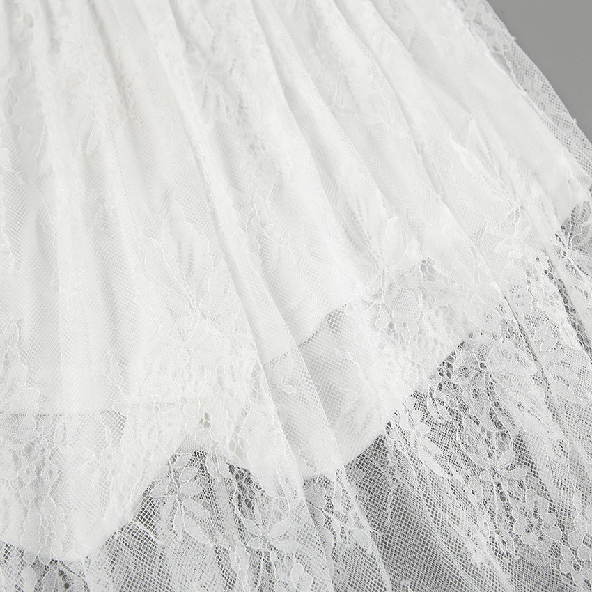 Women's Sexy White Lace Sheer Skirt