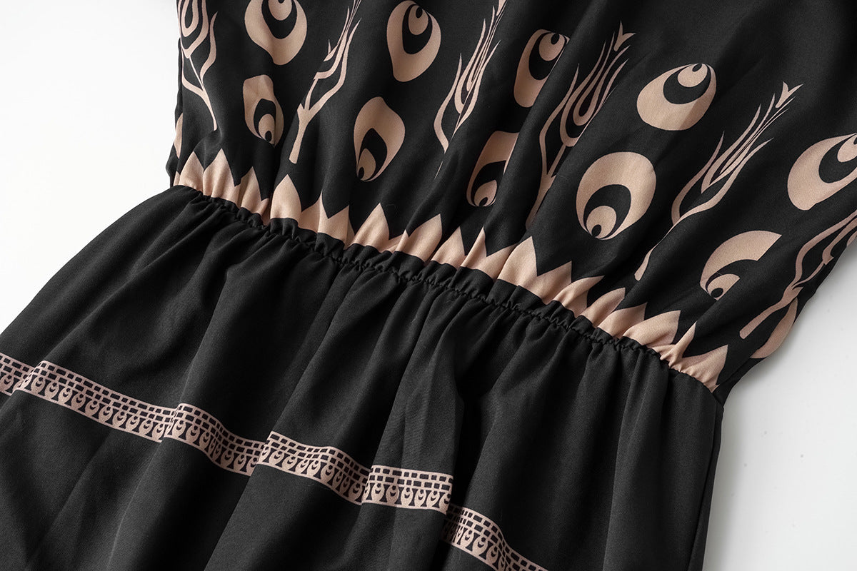 Women's Summer Boho Floral Print Short Sleeve Dress