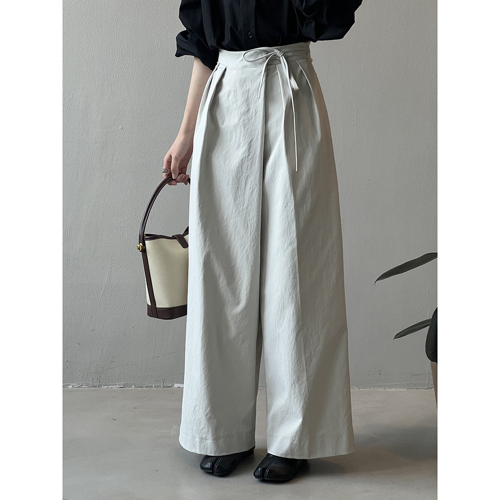 Designer Asymmetric Wrap-Waist Wide Leg Pants