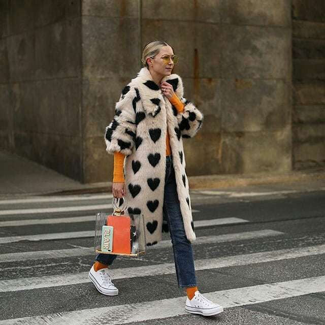 Women's Long Faux Fur Coat – Thickened Plush White Love-Design Winter Coat,