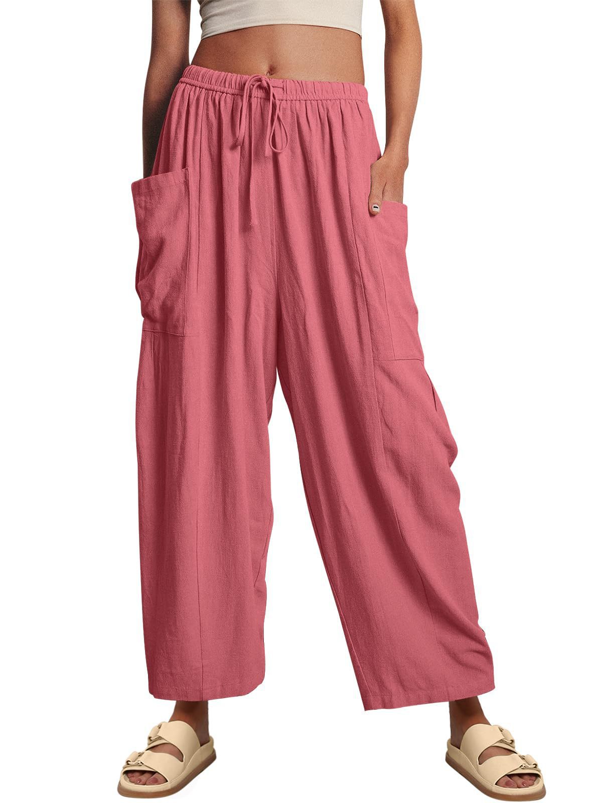 High-Waisted Wide-Leg Pants with Elastic Waist