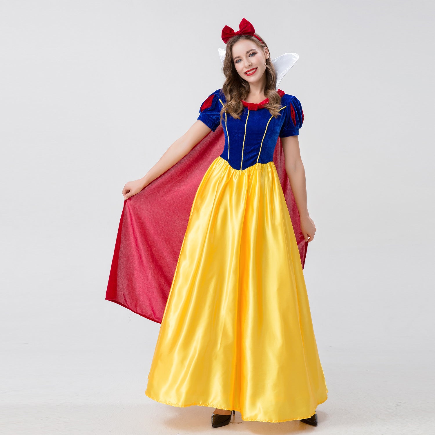 Adult Halloween Costume - Snow White Cosplay Dress with Short Sleeves and Long Skirt