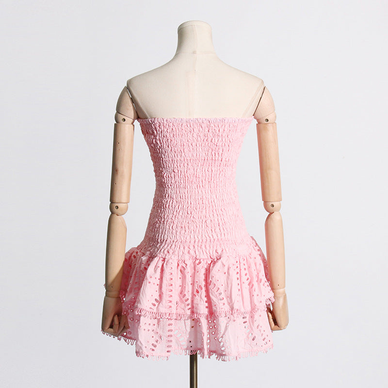 Designed Women's Holiday Style Bodycon Bandeau Beach Dress