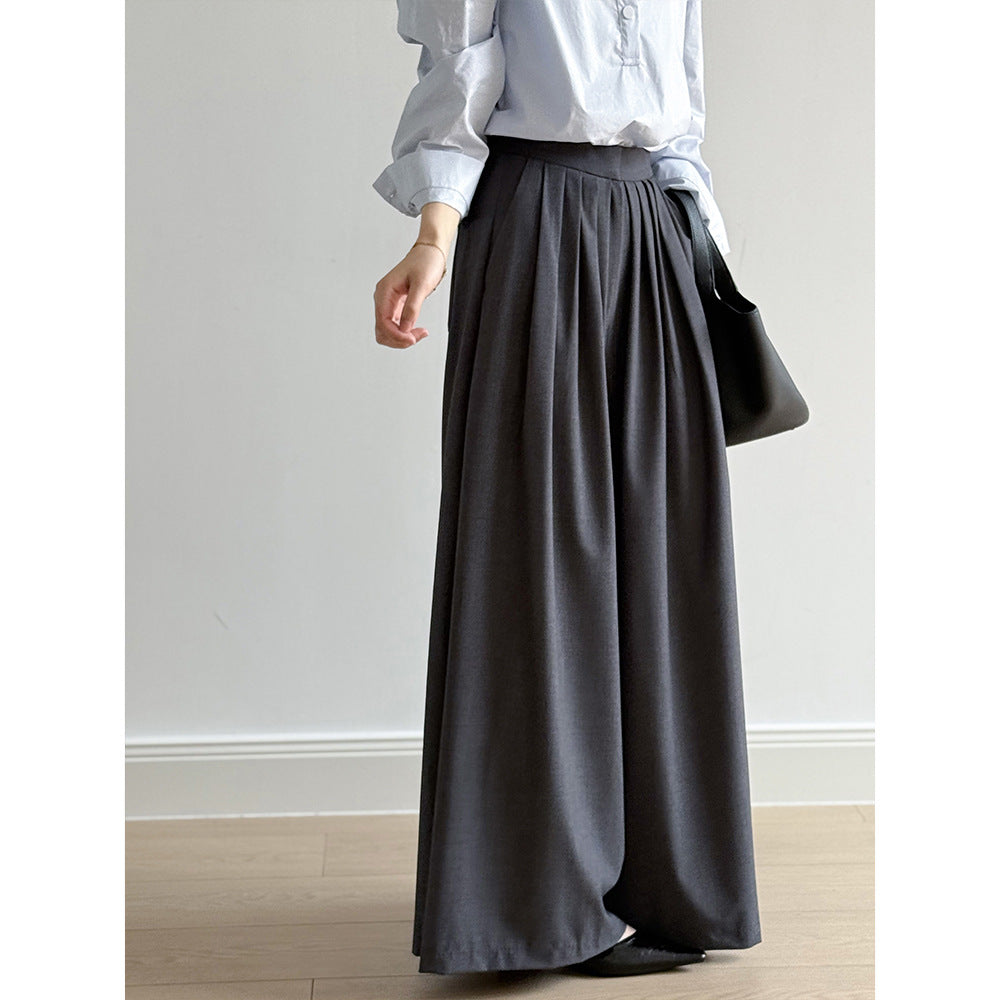 Women's High-Waisted Tencel Wool Wide-Leg Pants