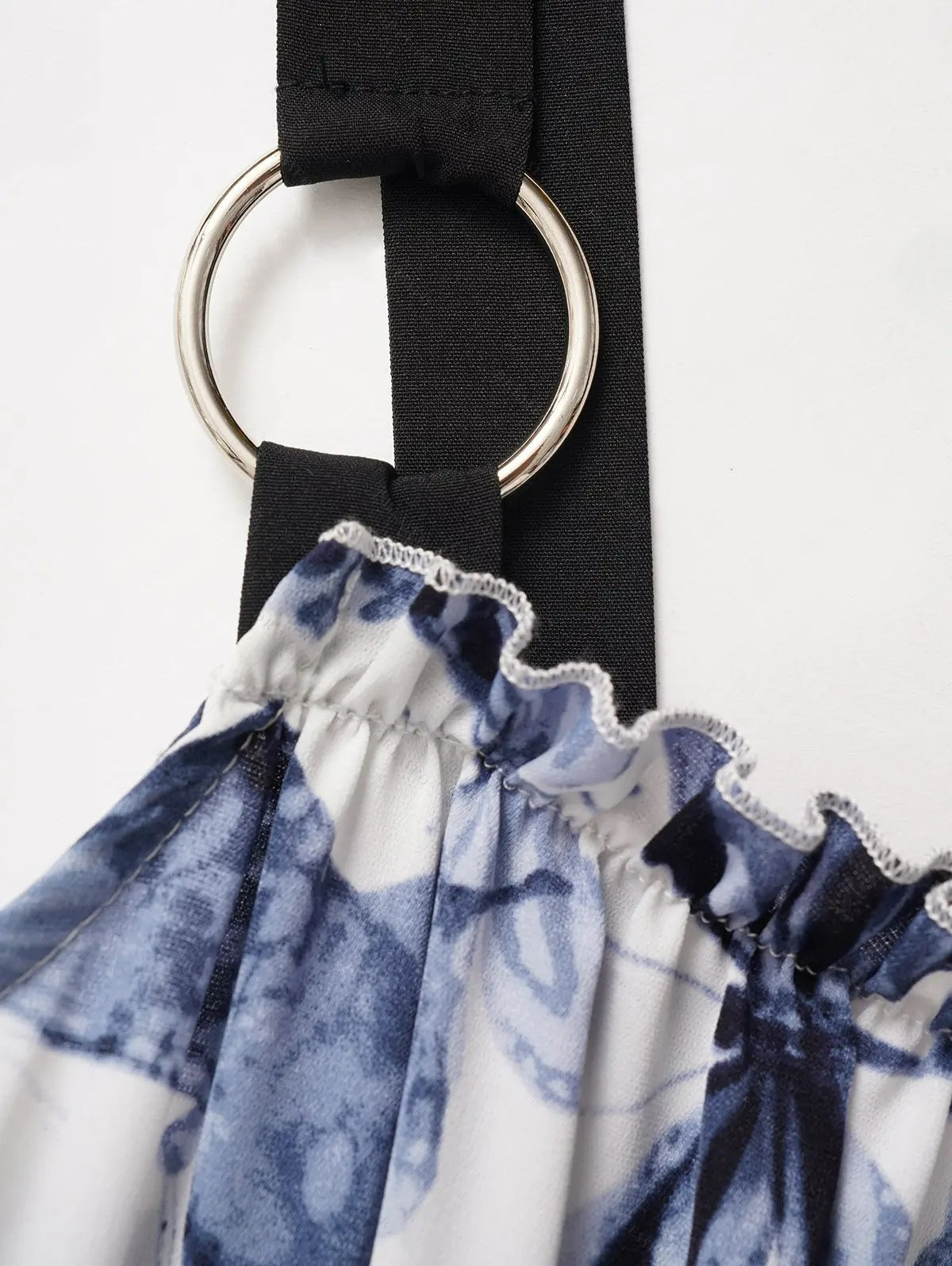 legant Floral Print O-Ring Strap Slimming Party Dress