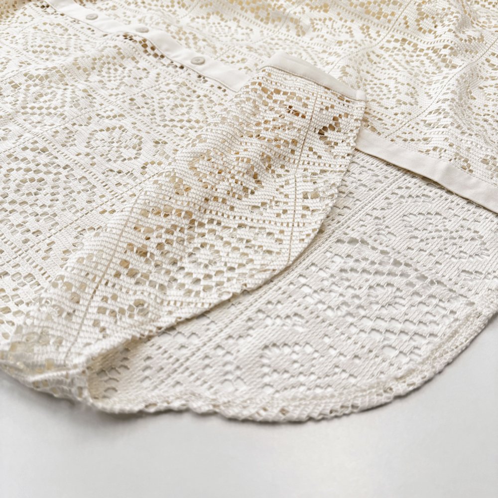 Vintage Lace Blouse – Women's Elegant Long Sleeve Sheer Office Shirt-Ivory-S-Free Shipping Leatheretro