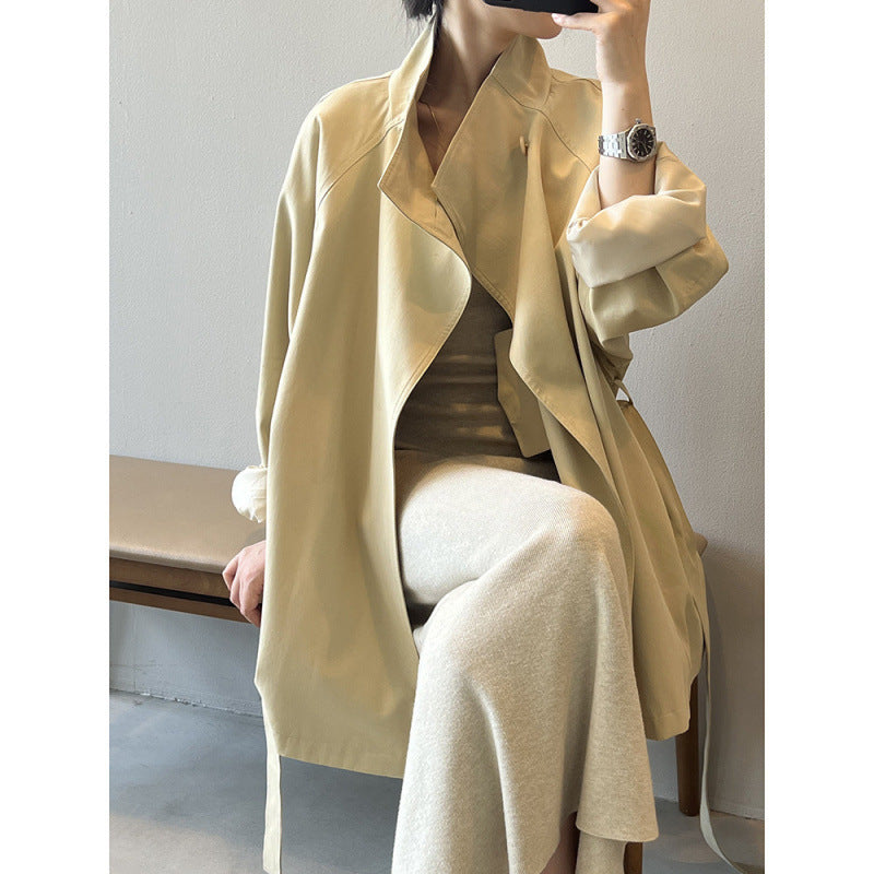 Women's Retro Stand Collar Trench Coat