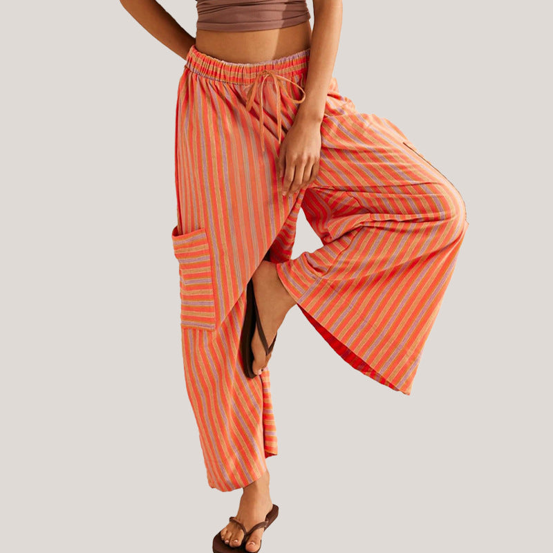 Women's Summer Striped Straight Leg Pants