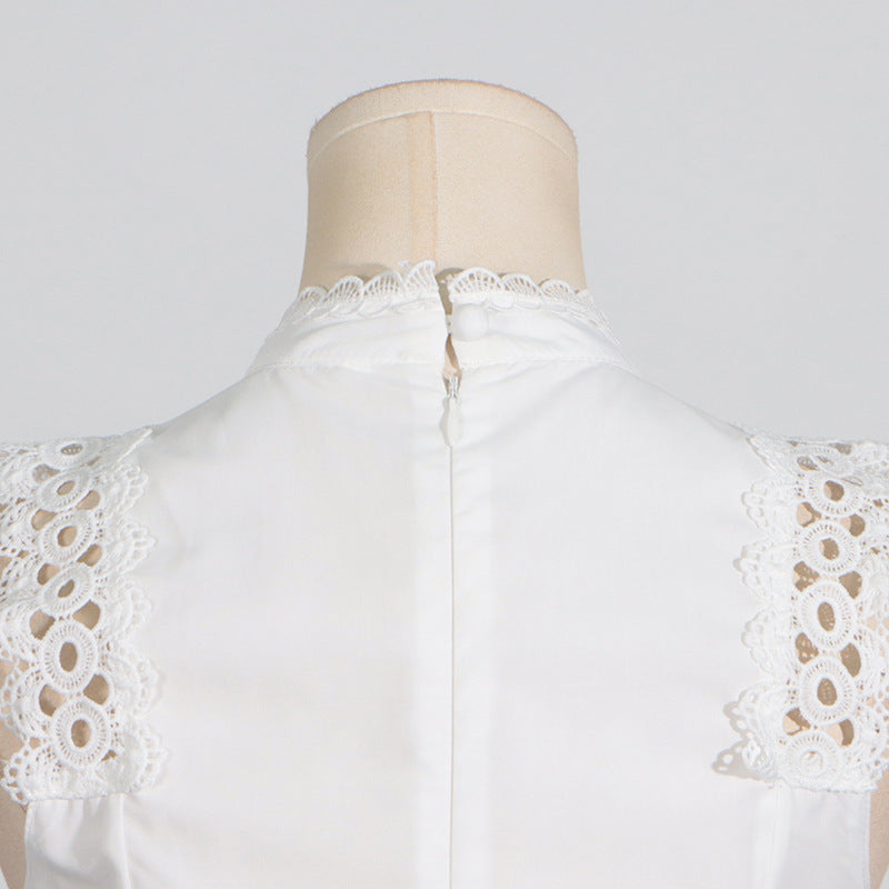 Designed Women's Vintage-Inspired Sleeveless Lace Trimmed Summer Dress