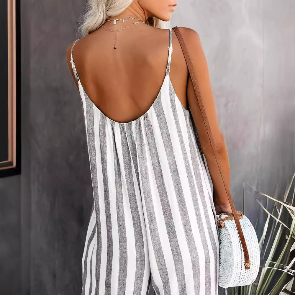 Summer Chic Striped Wide-Leg Jumpsuit