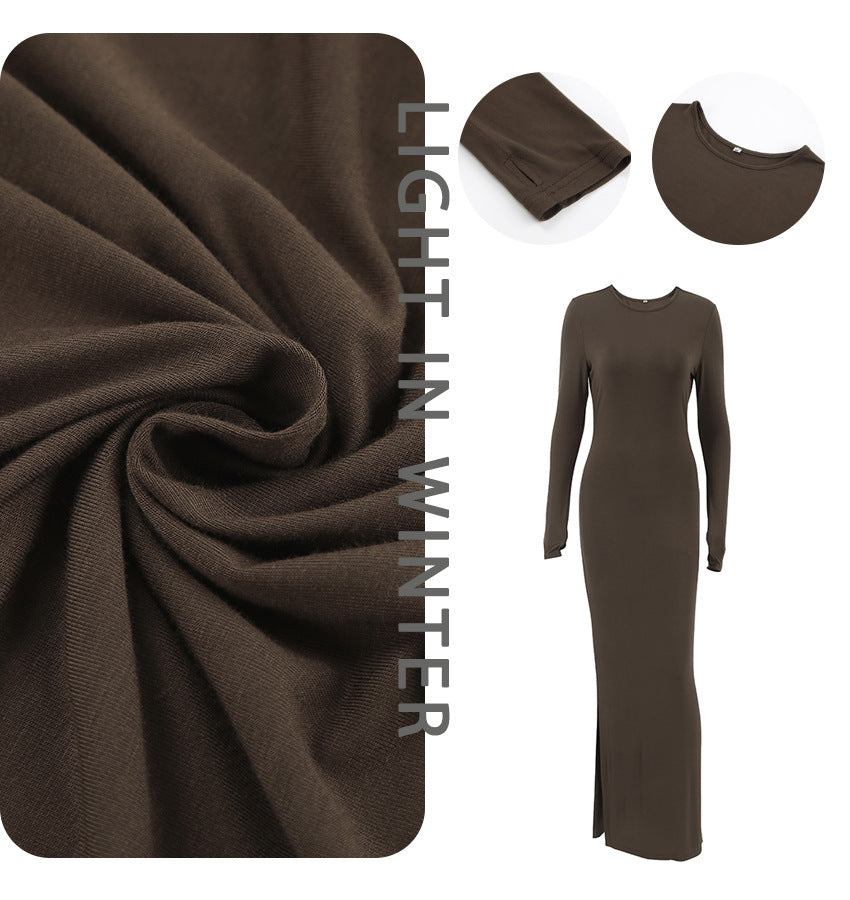 Vintage Brown Long Sheath Dresses