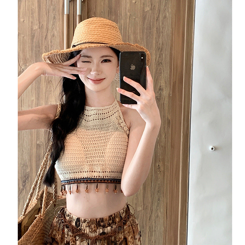 Bohemian Print High-Waisted Wide-Leg Flare Pants with Cami Top-Tank Top One Size-S-Free Shipping Leatheretro