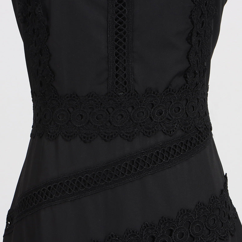 Designed Women's Vintage-Inspired Sleeveless Lace Trimmed Summer Dress