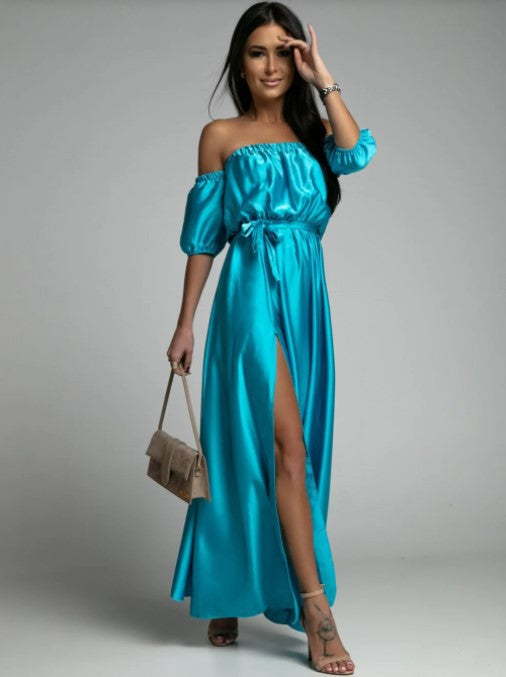 Sexy Off The Shoulder Summer Long Party Dresses-Dresses-Blue-S-Free Shipping at meselling99