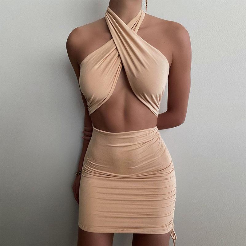 Sexy Halter Backless Summer Bodycon Dresses-Dresses-Free Shipping at meselling99