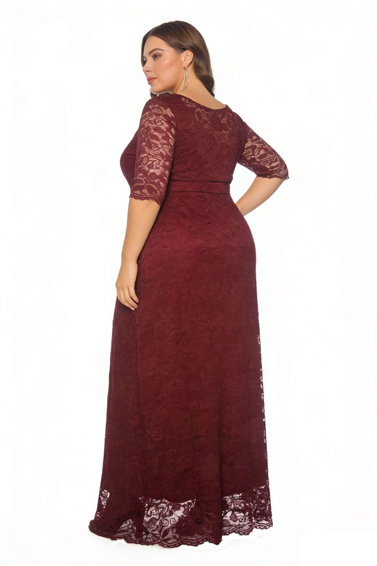 Plus Size Lace Evening Gown with Pockets