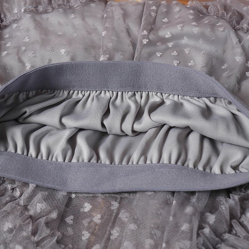 Plus-Size A-Line Tulle Skirt with Jacquard Heart Design