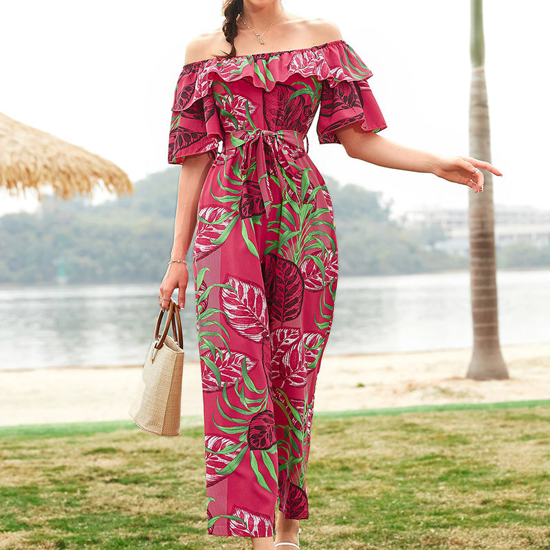 Sexy One Shoulder Chiffon Summer Beach Jumpsuits