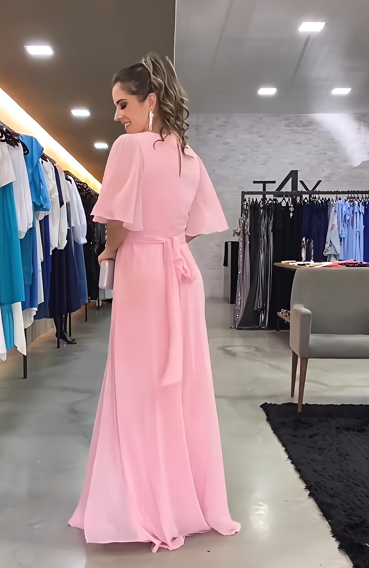 Fashion Chiffon V Neck Long Maxi Dresses-Dresses-Free Shipping at meselling99