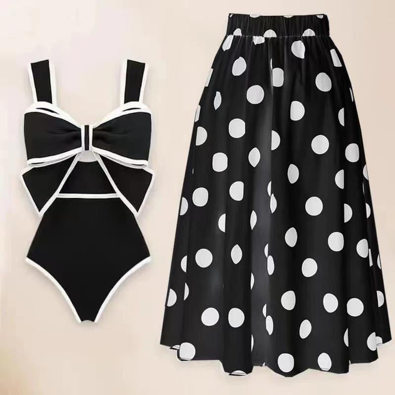 Butterfly Knot Round Skirt One-Piece Swimsuit
