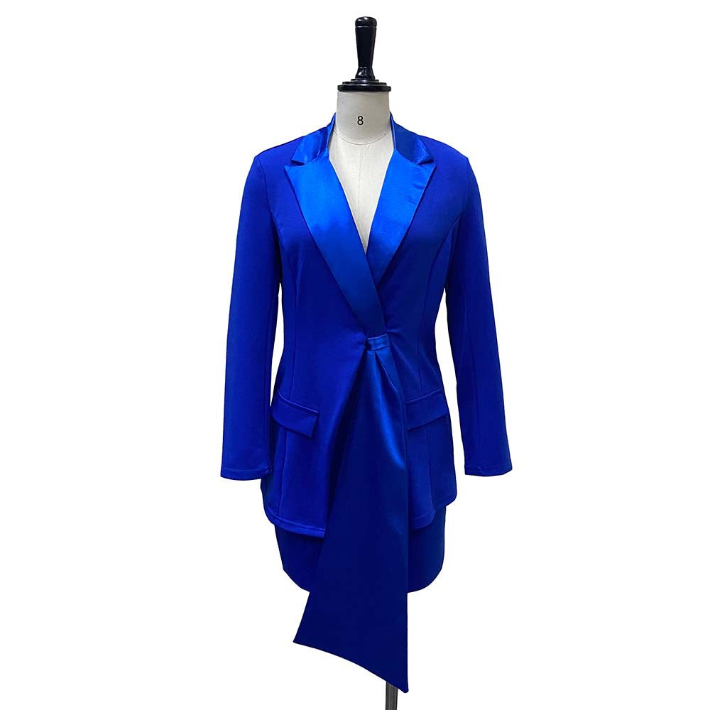 Elegant Women Two Pieces Blazer and Skirts for Women-Dresses-Blue-S-Free Shipping at meselling99