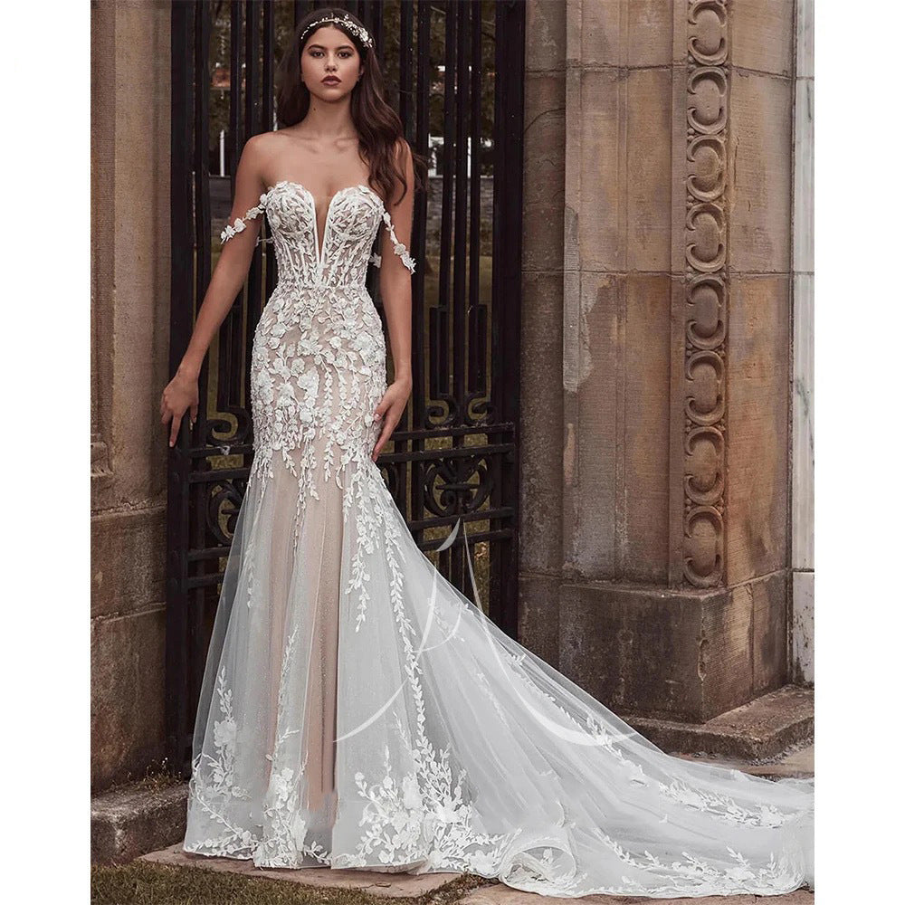 Sexy Luxury Off The Shoulder Mermaid Lace Wedding Dresses