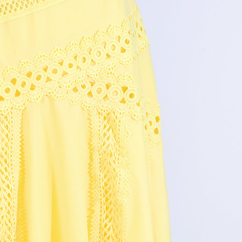 Designed Women's Vintage-Inspired Sleeveless Lace Trimmed Summer Dress