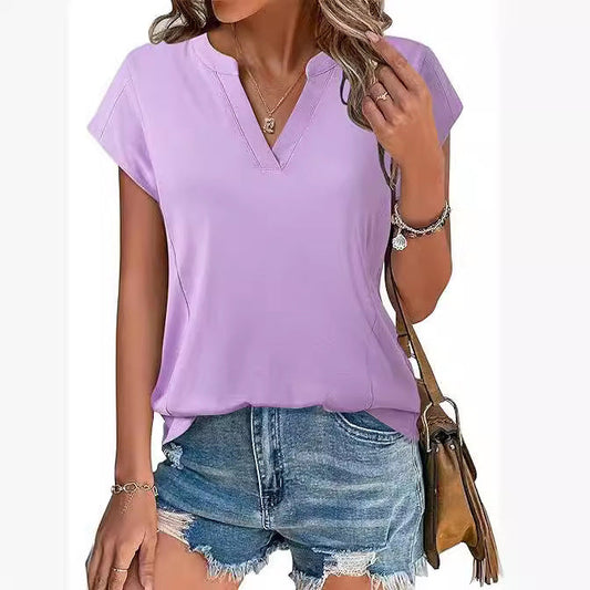 Summer Casual V Neck Short Sleeves T Shirts