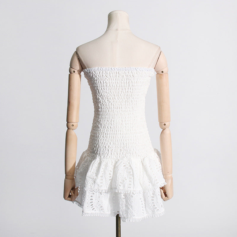 Designed Women's Holiday Style Bodycon Bandeau Beach Dress