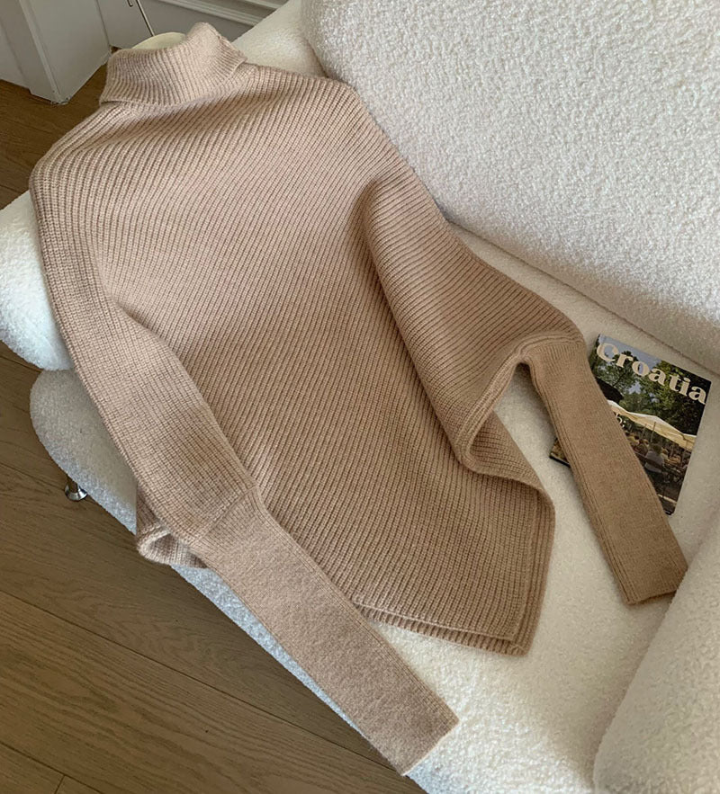 Casual High Neck Pullover Irregular Knitted Sweaters