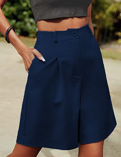 Summer High Waist Loose Straight Leg Shorts