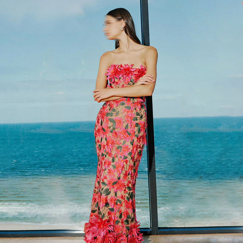 Vintage Floral Embroidered Corset Dress