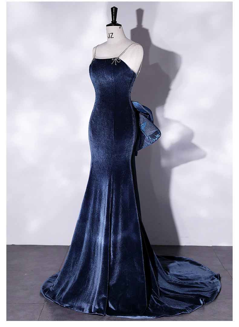 Sexy Navy Blue Mermaid Evening Dresses