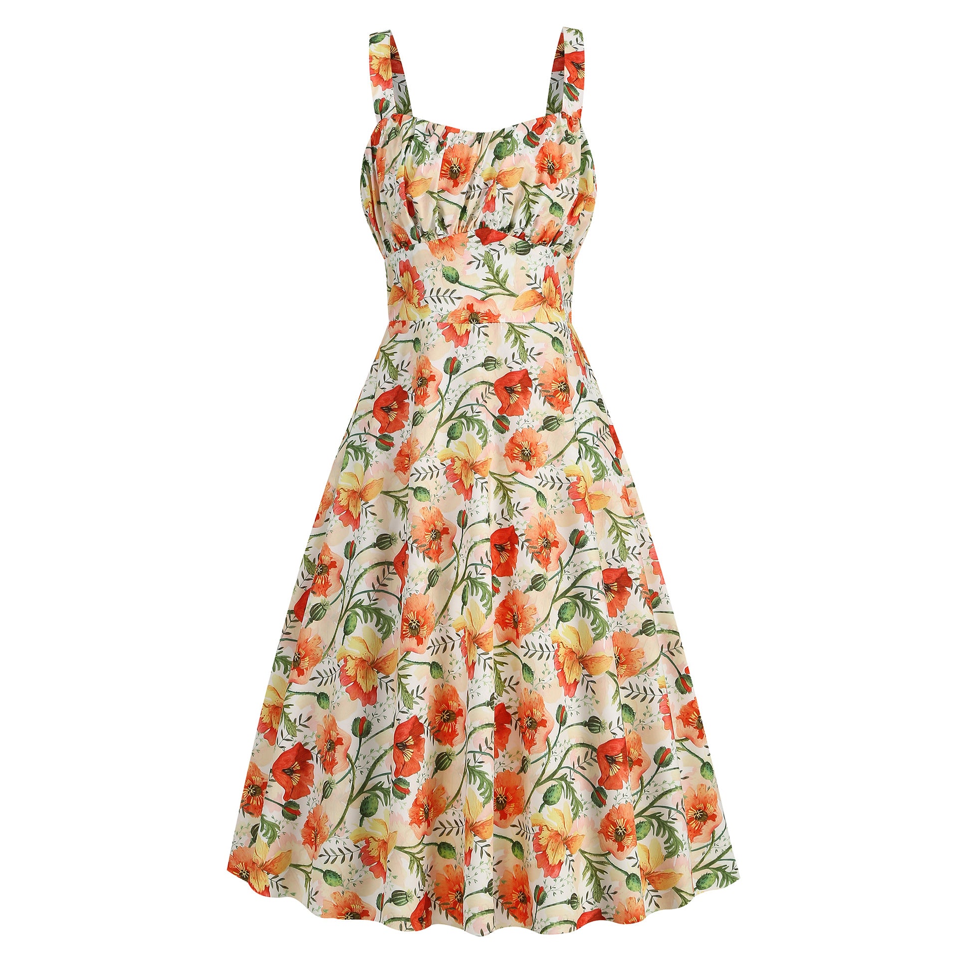 Summer Floral Sundress for Women - Slim Fit Strappy Dress with Cute Print