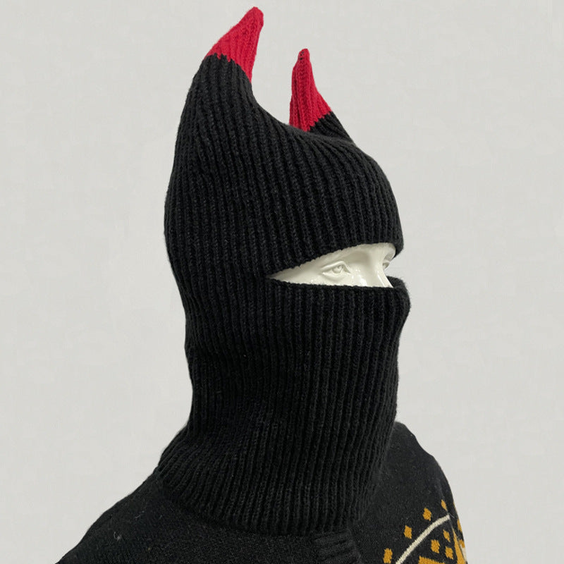 The "Spooky Snuggle" – Halloween Unisex Novelty Knit Beanie & Funny Face Mask