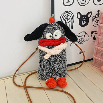Funny Face Woven Crossbody Bag