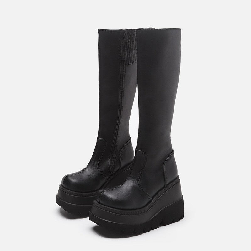 Gothic Wedge Heel Platform Combat Boots