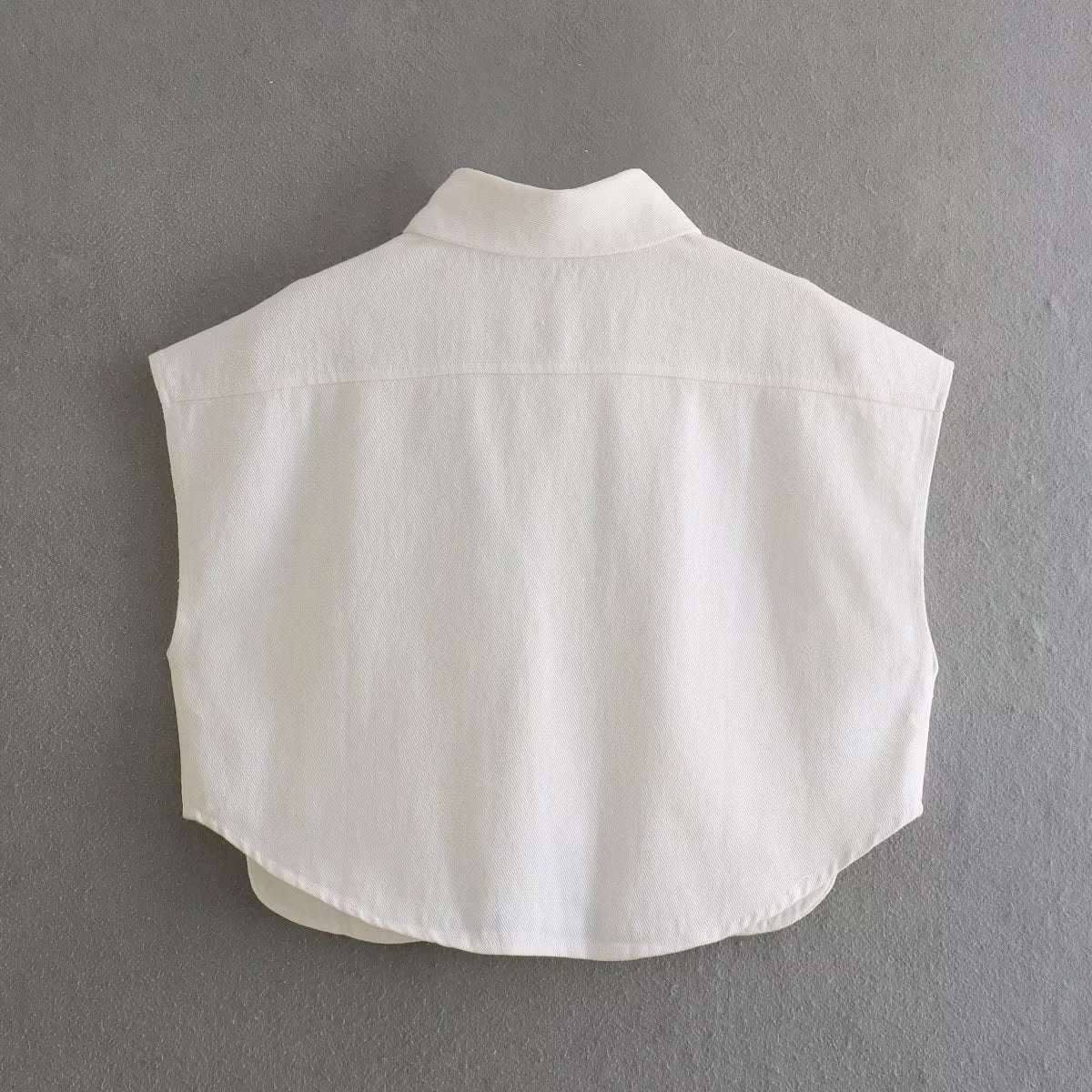 Women's Solid Color Oversized Pocket Sleeveless Polo Collar Denim Shirt Top