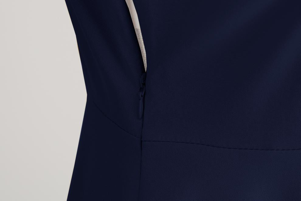 Elegant V-Neck Polka Dot & Solid Color A-Line Dress with Belt for Women