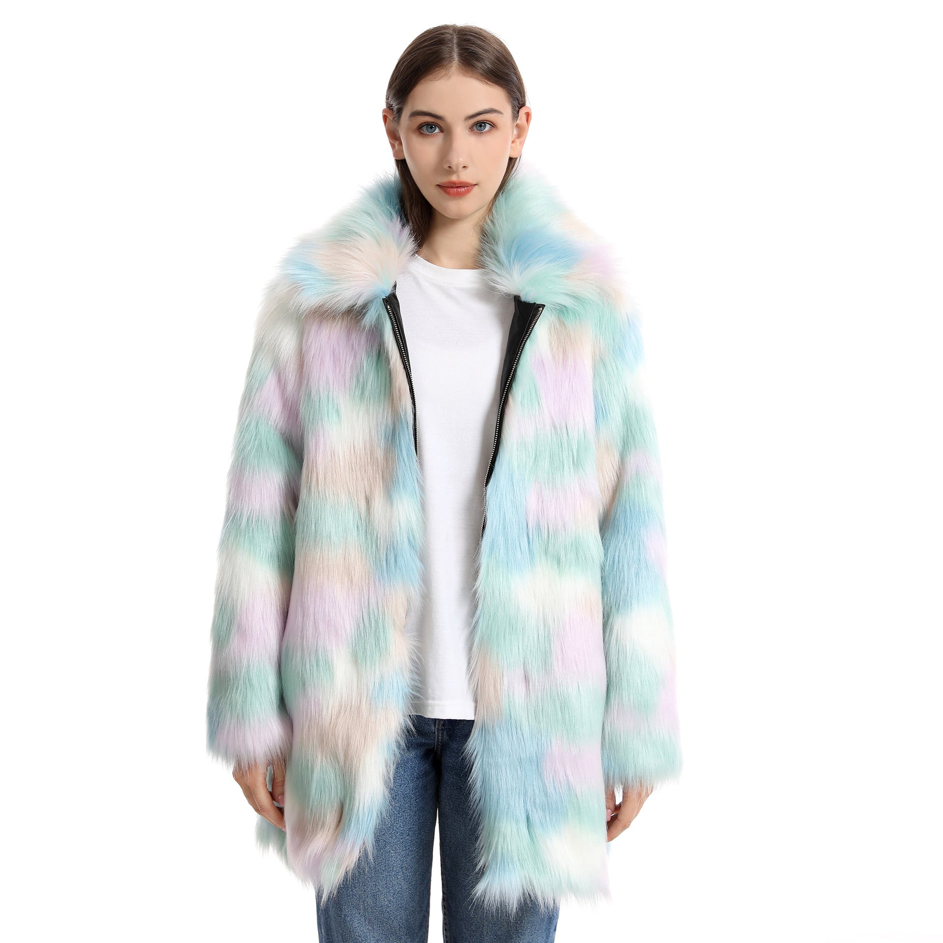 Women's Plush Long-Length Faux Fur Coat